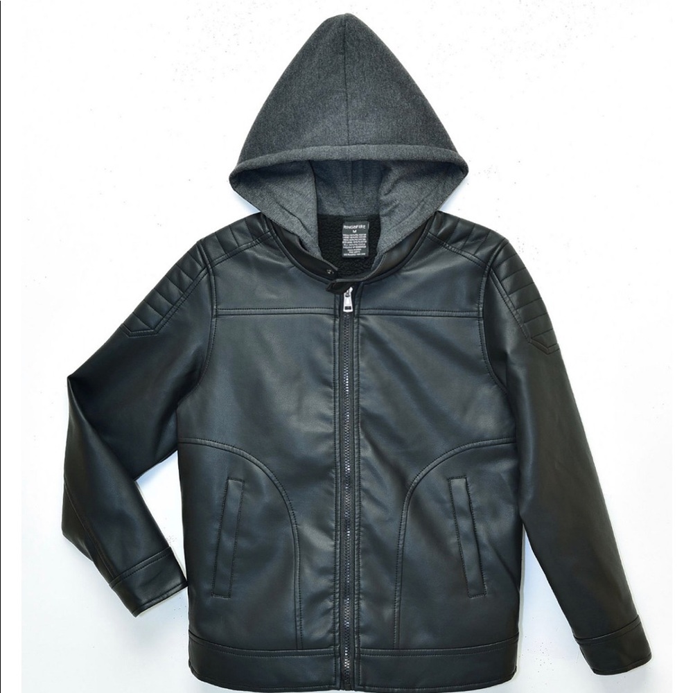 Quinn Sherpa lined Moto jacket with fleece hood